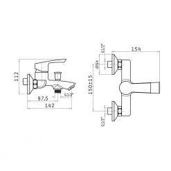 Μπανιέρας Κατάστημα -Μπανιέρας Κατάστημα επίτοιχη μπαταρία λουτρού με σετ ντούς pyramis delicato plus 090925301 1