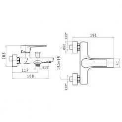 Μπανιέρας Κατάστημα -Μπανιέρας Κατάστημα επίτοιχη μπαταρία λουτρού με σετ ντούς pyramis majesta 090924801 1