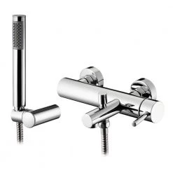Επίτοιχη μπαταρία λουτρού με σετ ντούς PYRAMIS ROTA PLUS 090924401