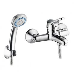 Επίτοιχη μπαταρία λουτρού με σετ ντούς PYRAMIS SERRA 090925801