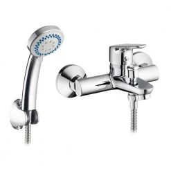 Επίτοιχη μπαταρία λουτρού με σετ ντούς PYRAMIS TELLA 090925601