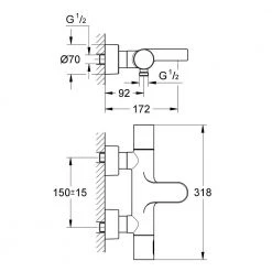 Μπαταρία λουτρού θερμοστατική GROHE GROHTHERM 3000 COSMOPOLITAN 34276000 (Σώμα) 7 Μπαταρία λουτρού θερμοστατική GROHE GROHTHERM 3000 COSMOPOLITAN 34276000 (Σώμα) -Μπανιέρας Κατάστημα μπαταρία λουτρού θερμοστατική grohe grohtherm 3000 cosmopolitan 34276000 σώμα 2