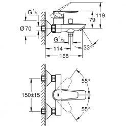 Μπαταρία μπάνιου GROHE BAUEDGE 23604001 (Σώμα) -Μπανιέρας Κατάστημα μπαταρία μπάνιου grohe bauedge 23604001 σώμα 2
