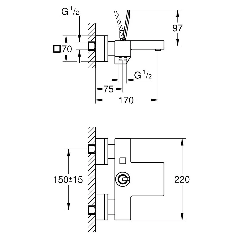 Μπαταρία λουτρού Grohe Eurocube Joy 23666000 (Σώμα) 4 Μπαταρία λουτρού Grohe Eurocube Joy 23666000 (Σώμα) - Image 2