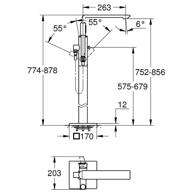 Μπαταρία μπάνιου επιδαπέδια GROHE ALLURE 25222001 Χρωμέ 5 Μπαταρία μπάνιου επιδαπέδια GROHE ALLURE 25222001 Χρωμέ - Image 3