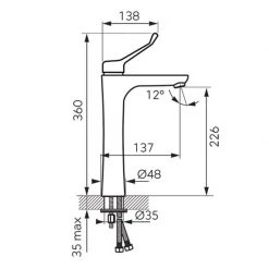 Μπανιέρας Κατάστημα -Μπανιέρας Κατάστημα μπαταρία νιπτήρα ψηλή για αμεα ferro algeo medico bagm2l 1
