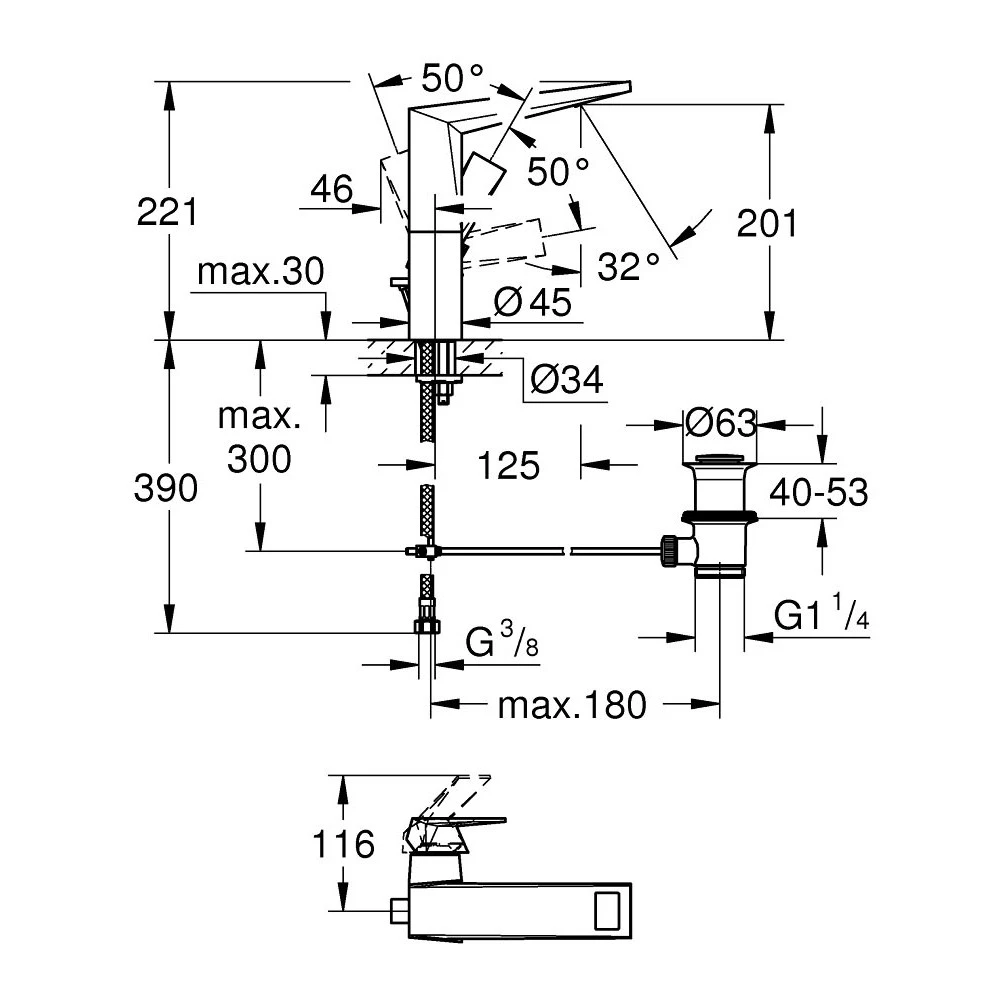 Μπαταρία νιπτήρος Grohe Allure Brilliant Cosmopolitan 23109000 4 Μπαταρία νιπτήρος Grohe Allure Brilliant Cosmopolitan 23109000 - Image 2