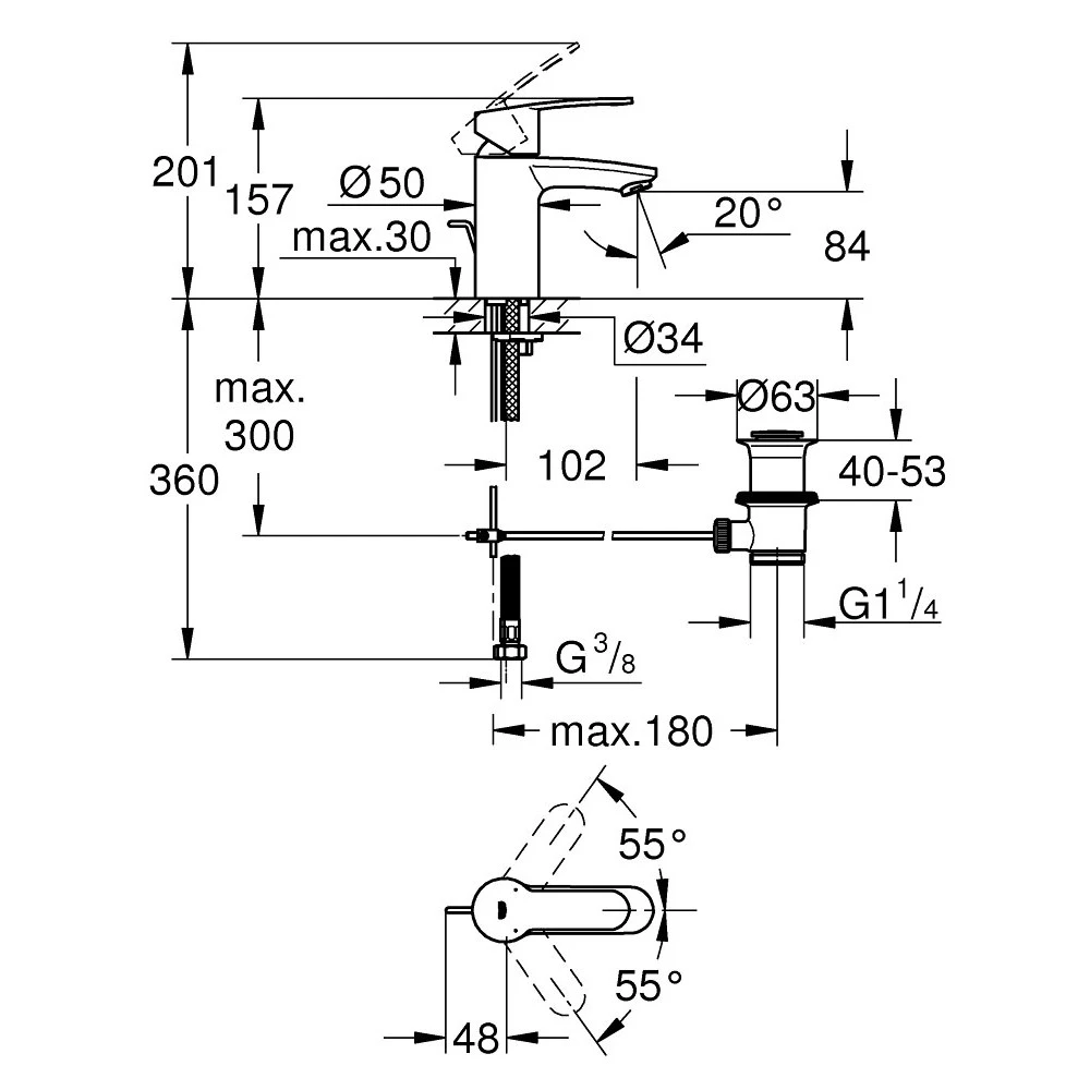 Μπαταρία νιπτήρος GROHE EUROSTYLE COSMOPOLITAN 33552002 4 Μπαταρία νιπτήρος GROHE EUROSTYLE COSMOPOLITAN 33552002 - Image 2