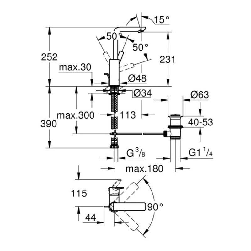 Μπαταρία νιπτήρος ψηλή GROHE LINEARE L 23296DC1 Super Steel 4 Μπαταρία νιπτήρος ψηλή GROHE LINEARE L 23296DC1 Super Steel - Image 2